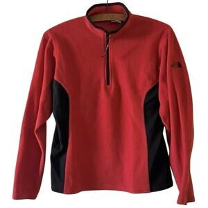 The North Face Women's Polartec Half Zip Fleece Pullover-Red/Black